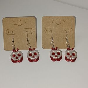 Red and White Skull Earrings for Kids